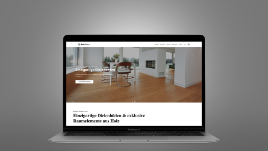 MacBook, auf dem die neue Website von Hiram geöffnet ist.