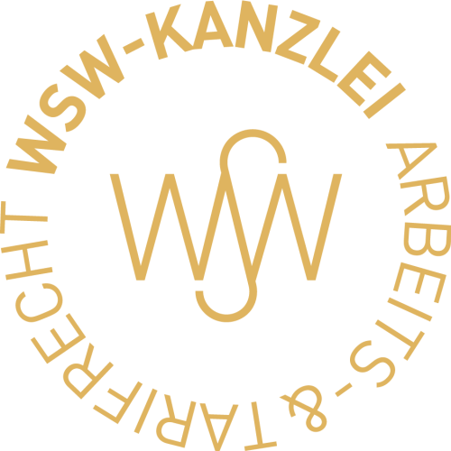 Siegel von WSW Kanzlei mit WSW-Monogramm, umgeben von Text: "Arbeits- und Tarifrecht"